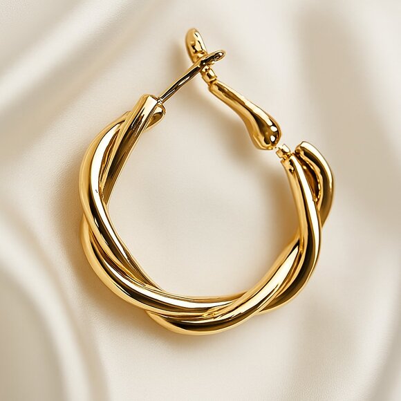 Jewelry - Elegant Gold Twisted Wire Hoop Earrings – Classic Lightweight Fashion Jewelry